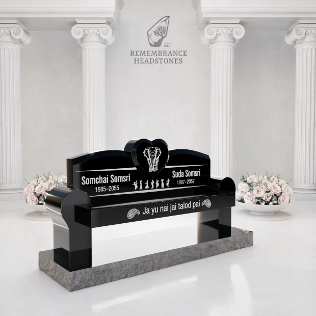 Luxury Companion Memorial Bench with Heart Accent