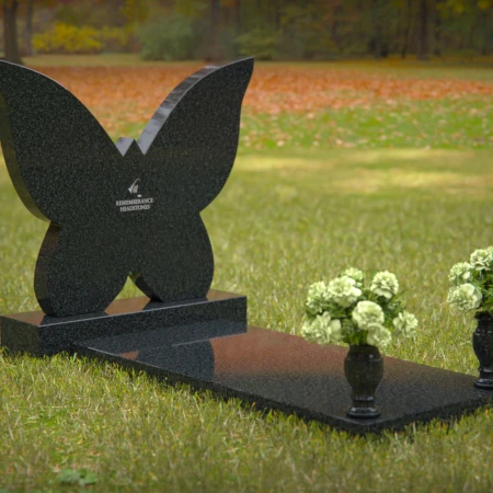 1252 - Butterfly-Shaped Granite Headstone for Children - Elegant Memorial Design - 1