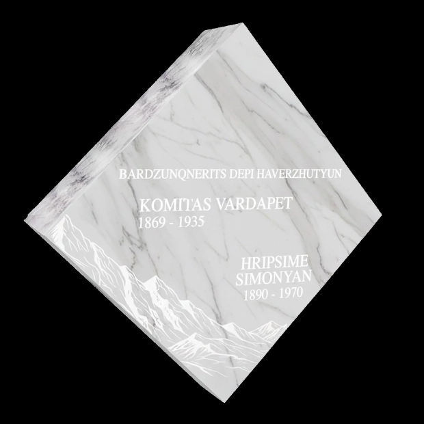 Luxury Diamond Flat Granite Headstone with Mountain Etching & Dual Inscriptions