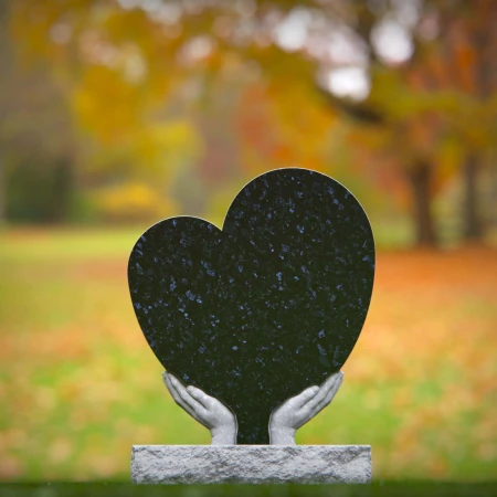 1448 - Heart-Shaped Memorial Headstone with Embracing Hands - 6