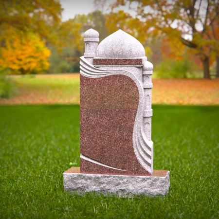 1502 - Granite Memorial Headstone with Architectural Dome Design