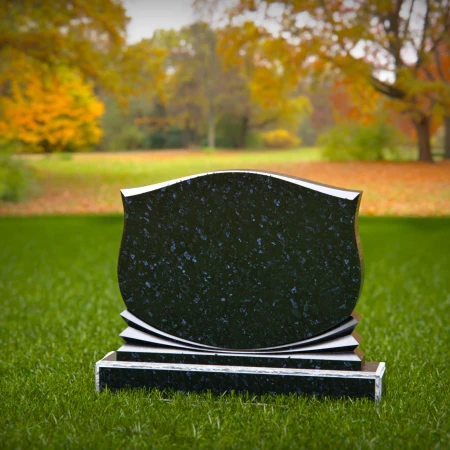 1480 - Elegant Shield-Shaped Granite Headstone with Layered Base