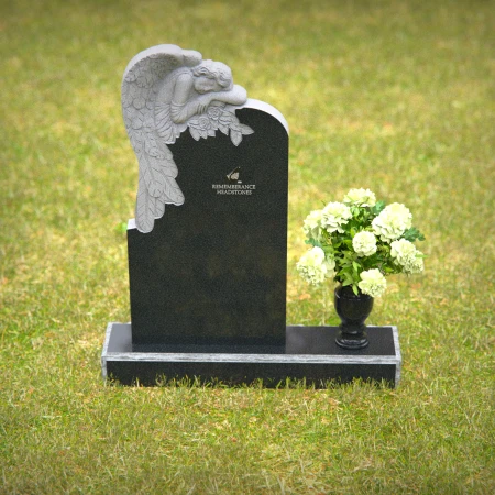 1241 - Serene Angel Granite Headstone with Flower Vase Memorial - 43