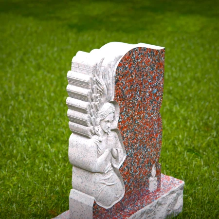 1491 - Elegant Granite Headstone with Praying Angel Sculpture for a Peaceful Tribute - 4