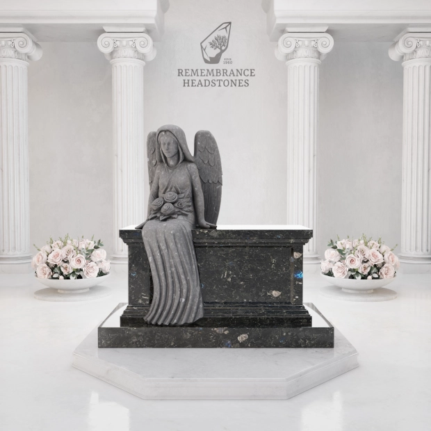 Luxury Marble Angel Columbarium Bench