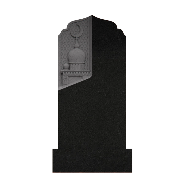 1201091 - Upright Granite Monument With Mosque Dome and Crescent Engraving