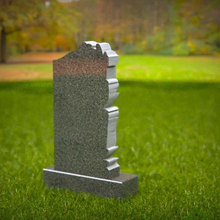 1508 - Granite Headstone with Elegant Floral Carving - 6