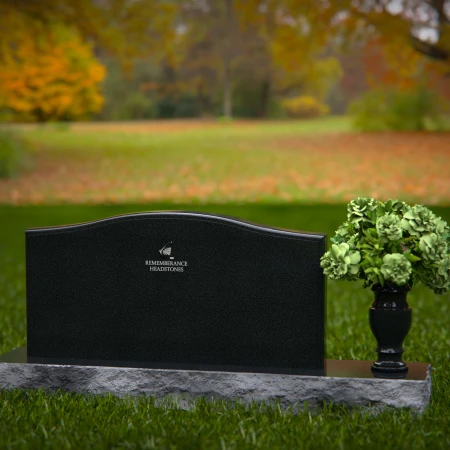 1261 - Classic Granite Headstone with Graceful Curved Top and Floral Vase – A Timeless Tribute - 9