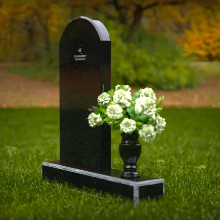 1294 - Classic Arched Granite Headstone with Single Flower Vase - 50