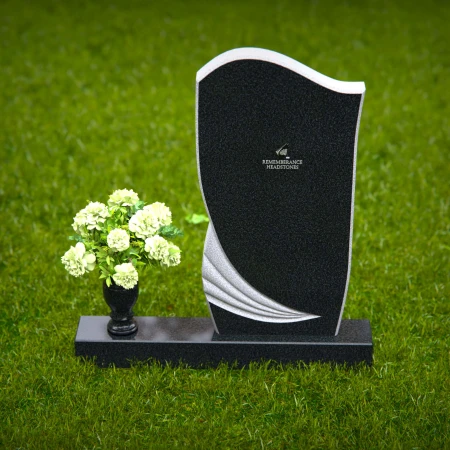 1292 - Artistic Granite Headstone with Unique Curved Design and Flower Vase